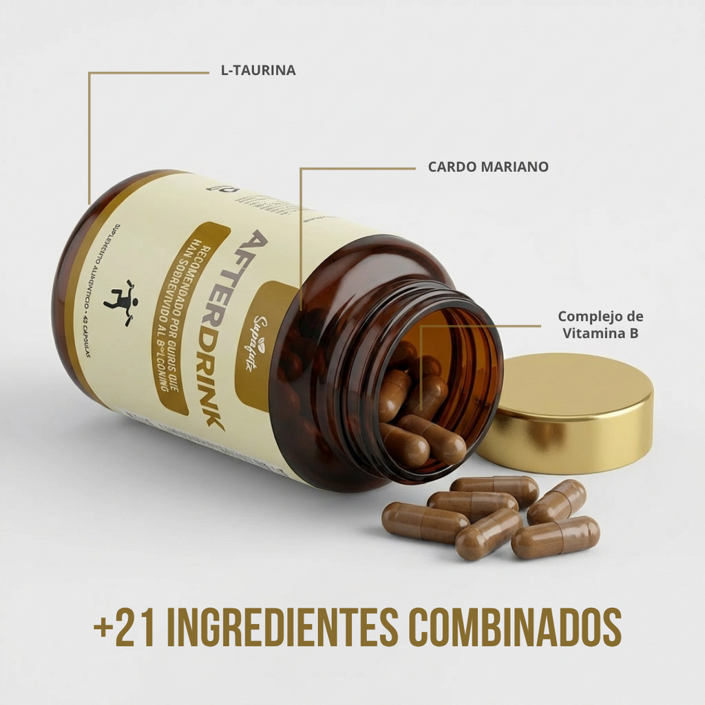 Supafutz AFTERDRINK / Pastillas de restauración, suplemento antes y después de beber con apoyo hepático para mejores mañanas