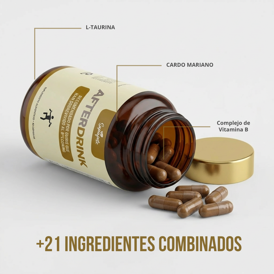 Supafutz AFTERDRINK / Pastillas de restauración, suplemento antes y después de beber con apoyo hepático para mejores mañanas