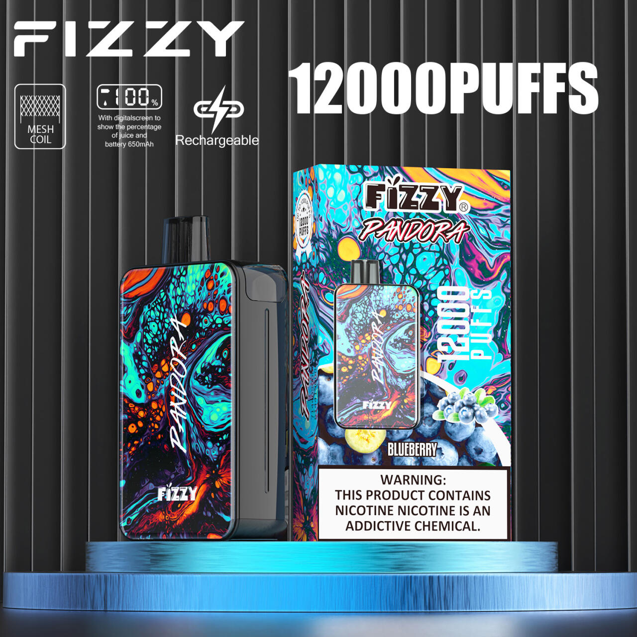 Pods Desechables Fizzy Pandora 12000 Caladas Vape