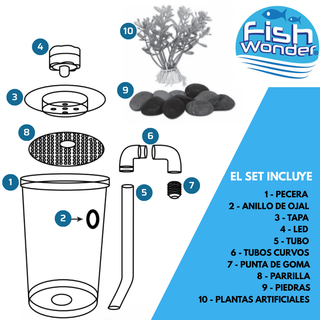 Acuario con Sistema de Limpieza Integrado y Luz LED