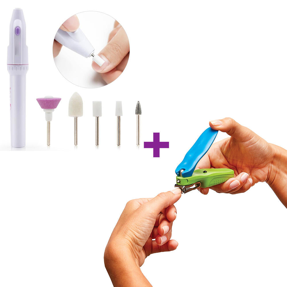 Pack Set Profesional Manicura Eléctrico 5-en-1 & Cortauñas Con Luz LED