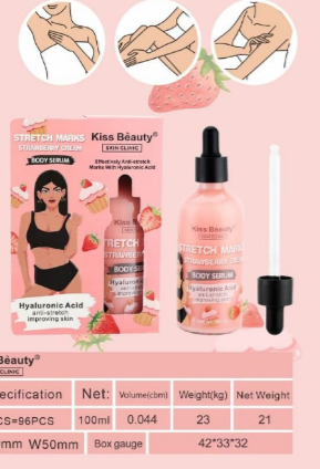 Serum Corporal Anti‑Estrías Ácido Hialurónico y Fresas Kiss Beauty 100 ml – Suavidad, Elasticidad y Fragancia Dulce