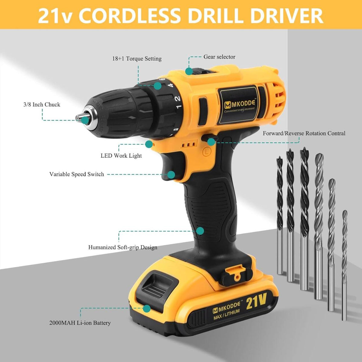 Taladro Inalámbrico 21V con 93 Piezas – Kit Completo para el Hogar