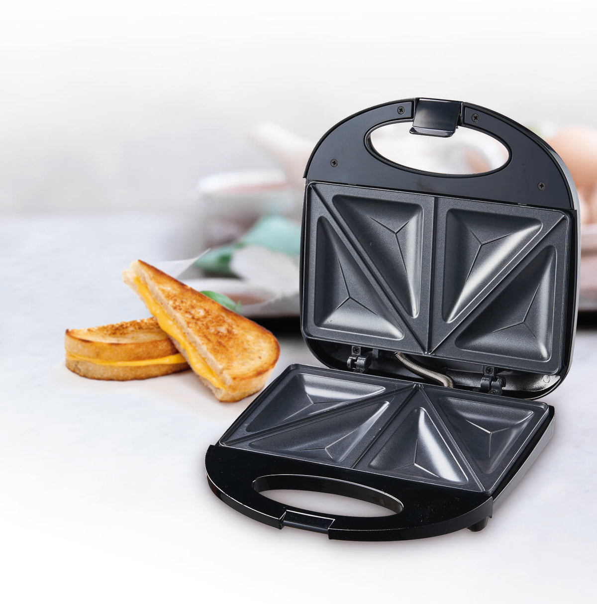 Sandwichera con Revestimiento Antiadherente 750W Capacidad para 2 Sándwiches Tacto Frío