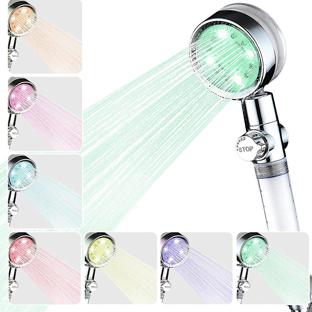 Pack Cabezal de Ducha Con Luz Led & Set Cepillo Peine Desenredador Pelo