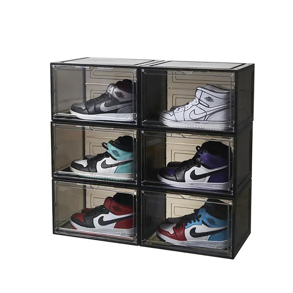 Cajas para sneakers 4 unidades, plegable, para tallas de hasta 46 MAGNÉTICO TRASLUCIDO