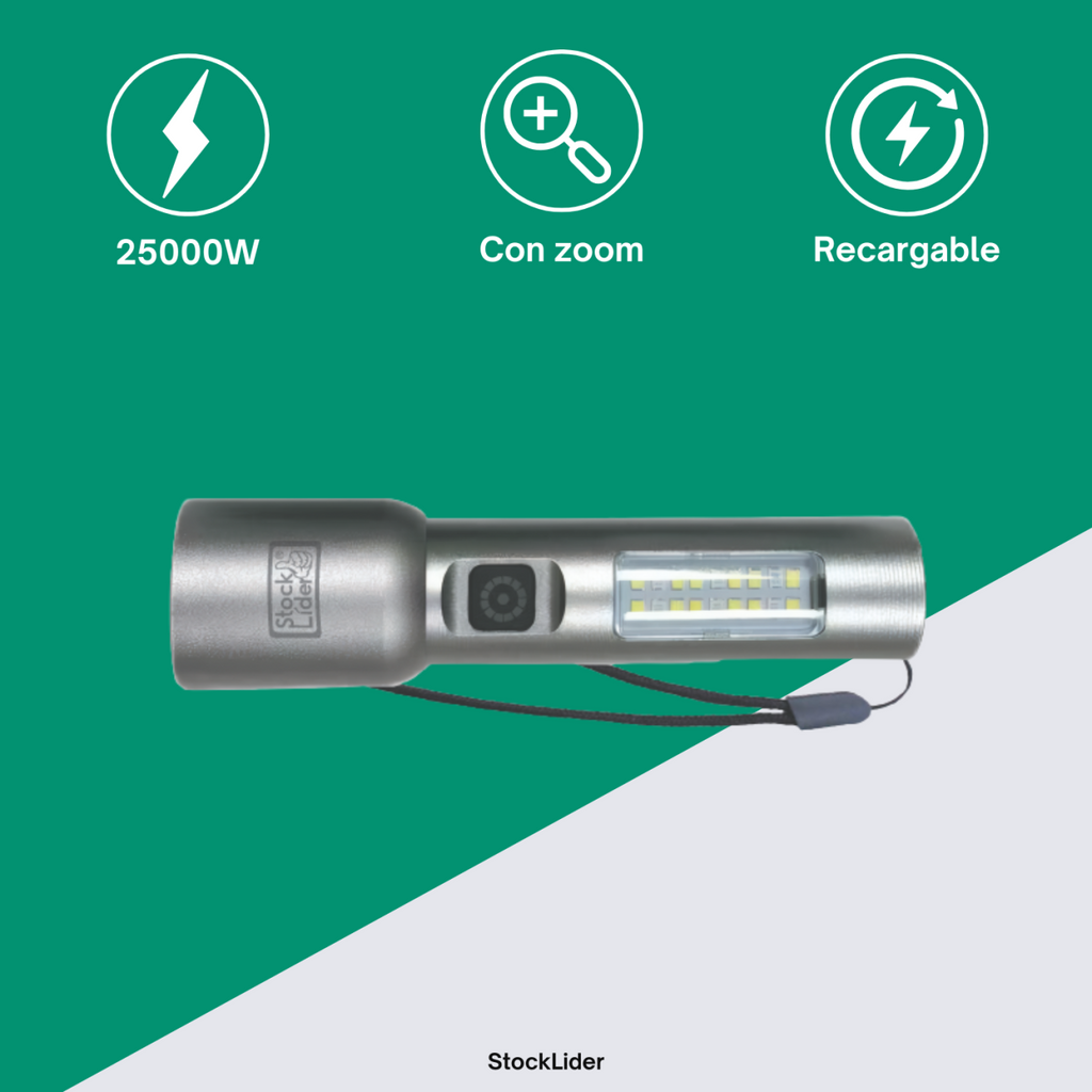 Linterna recargable con zoom 25000W