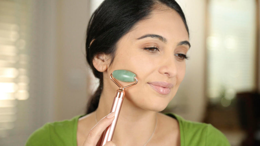 Rodillo modelador facial de Jade con función de vibración