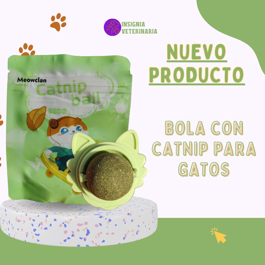 Bola de Catnip Adhesiva Giratoria para Gatos (Juguete de lamido y juego)