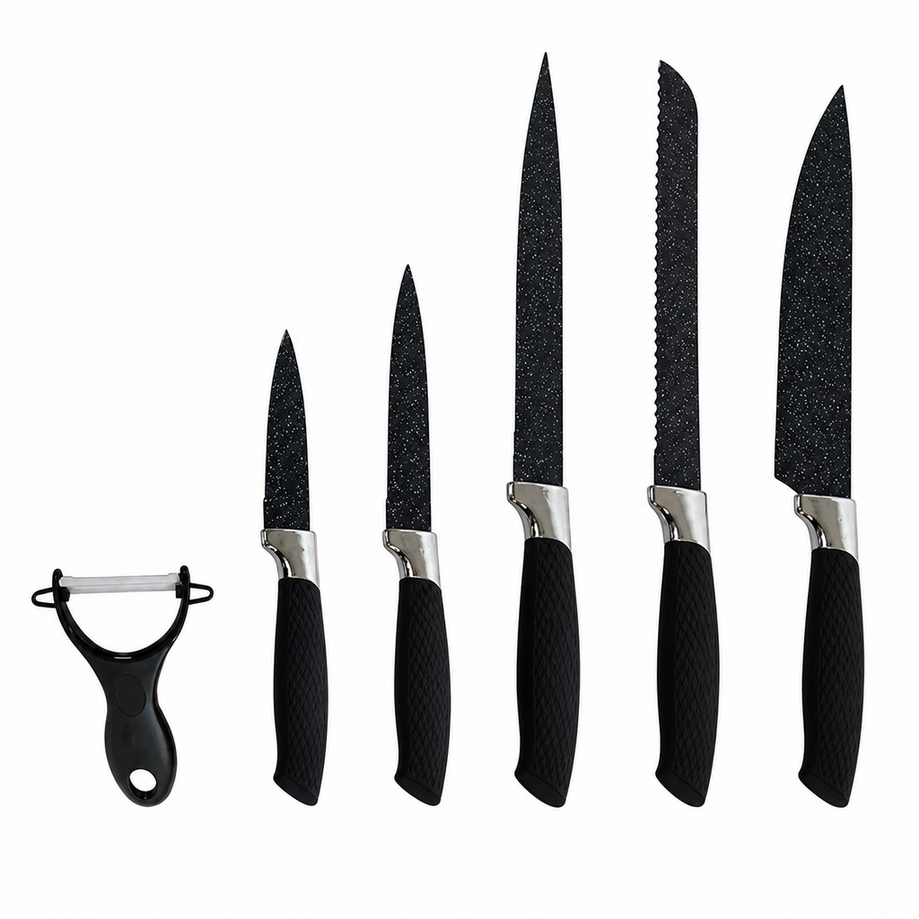 Set de 6 Cuchillos de Cocina con Pelador Antiadherente