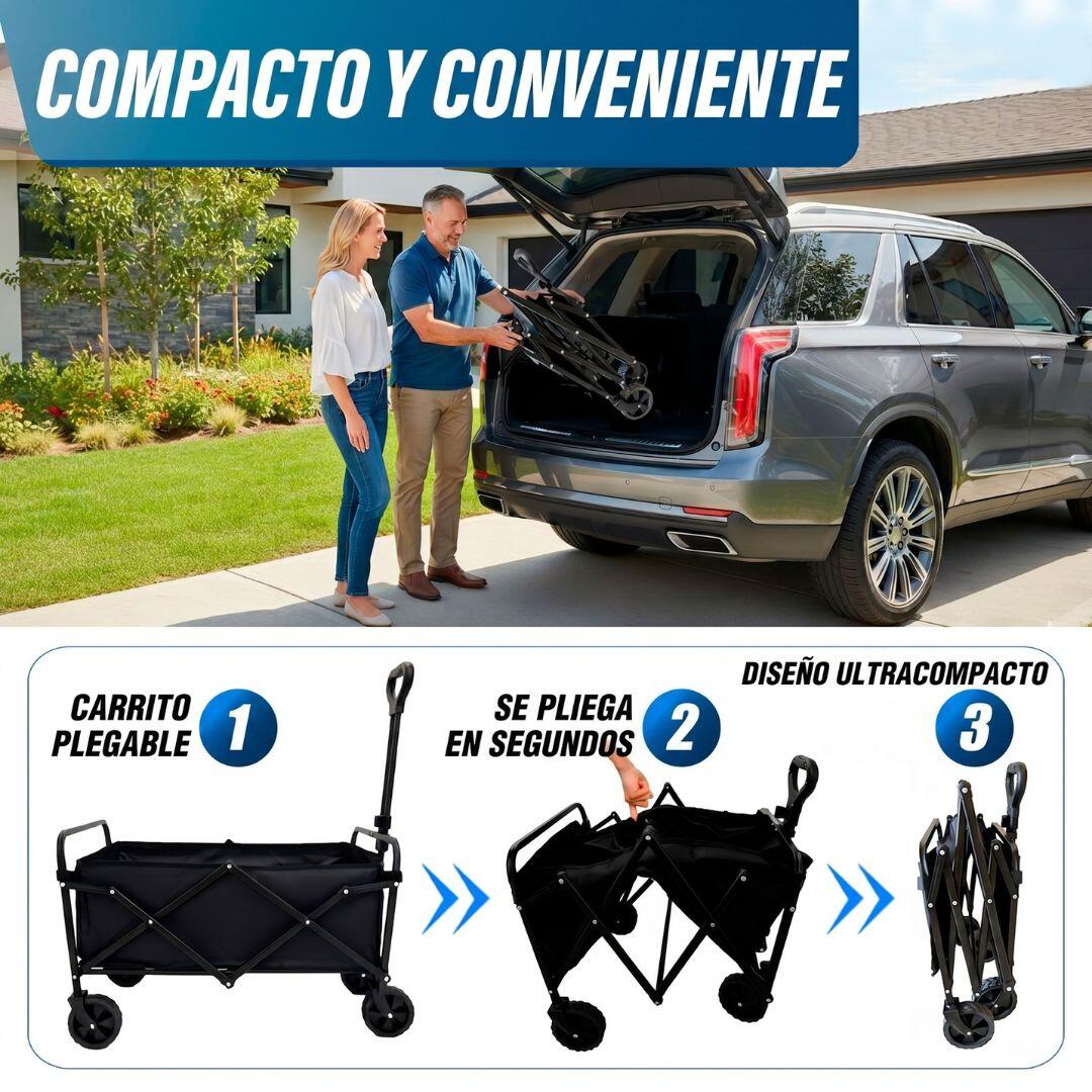 Carro de transporte plegable para playa y camping