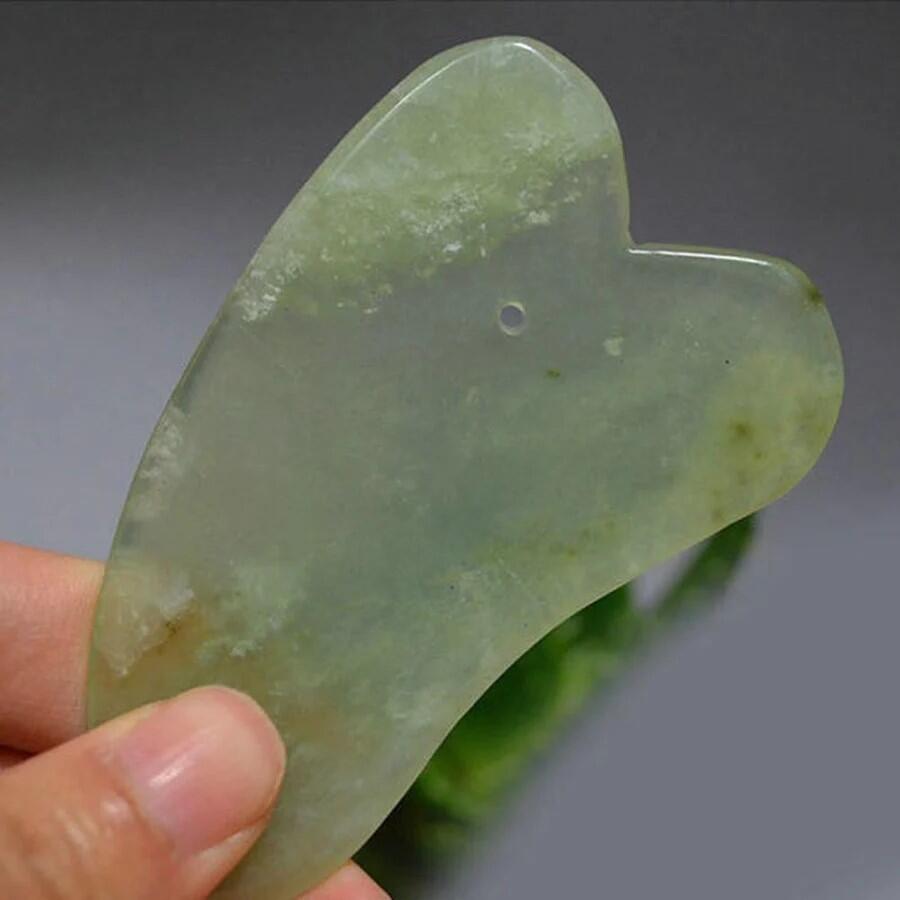 Masajeador Facial. Rodillo de Jade y Piedra Gua Sha