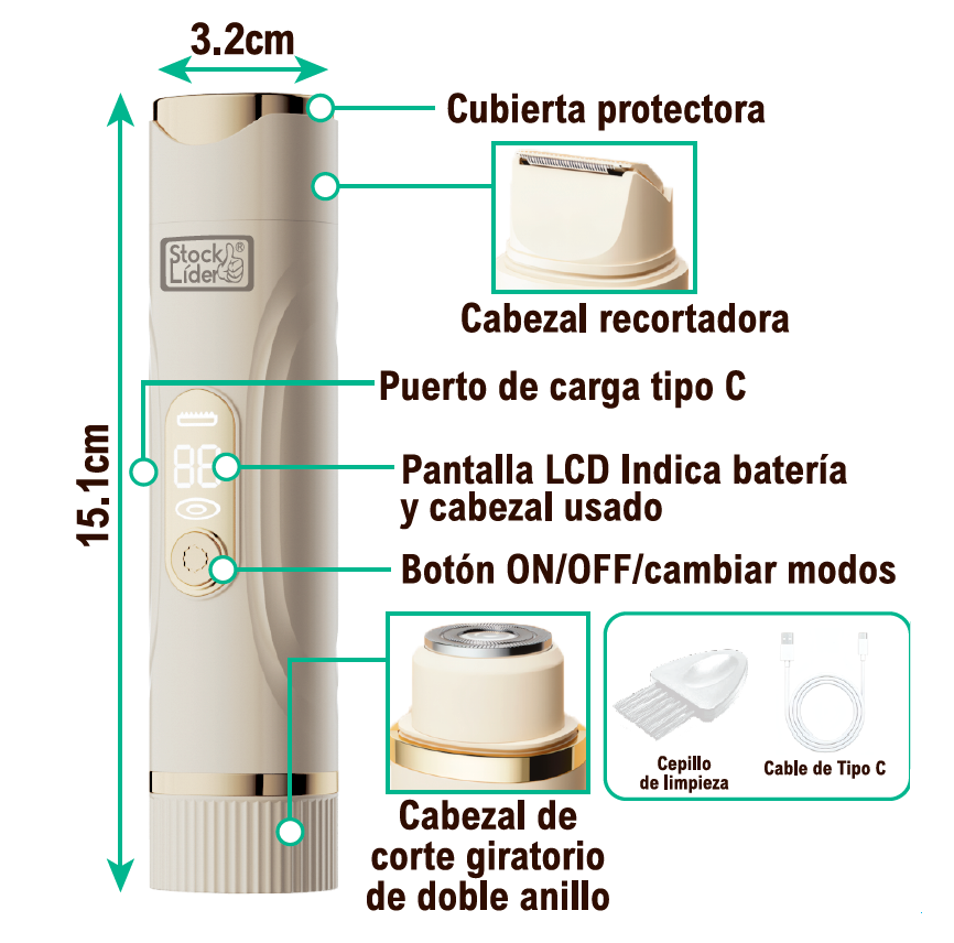 Depiladora doble cabezal