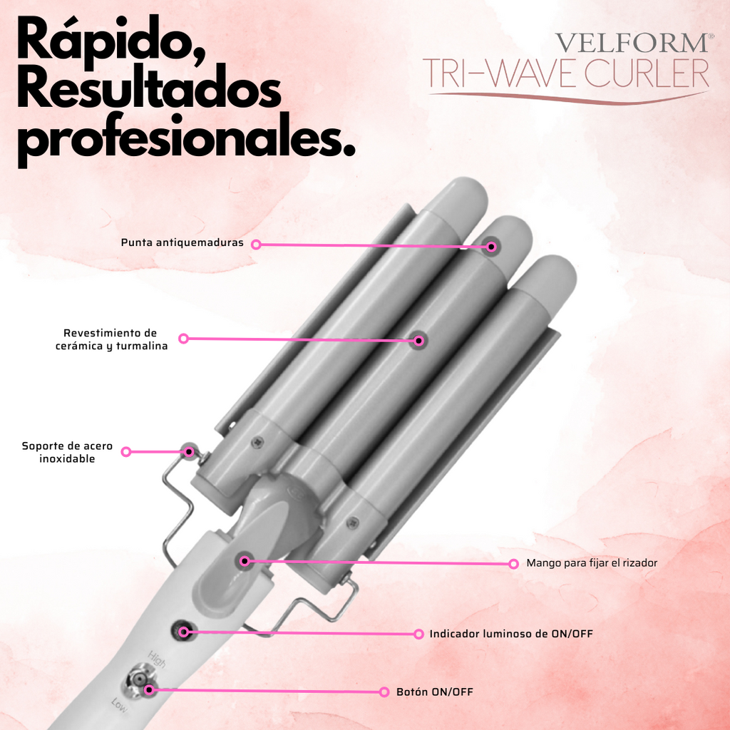 Rizador triple de ondas surferas