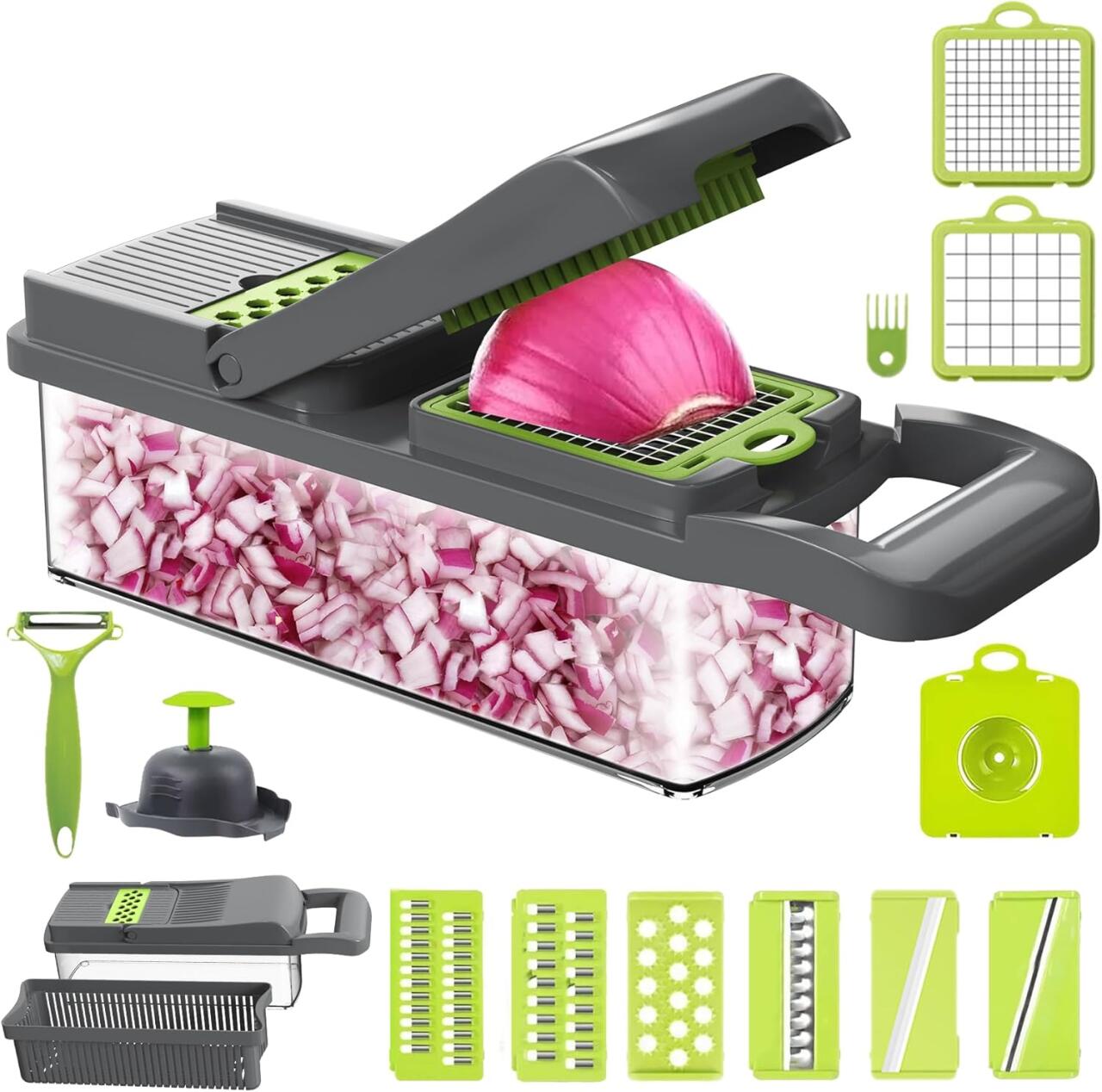 cebolla cortada en dados dentro del recipiente · ref. 32019
