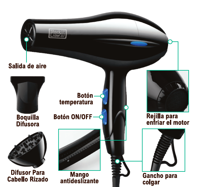 Secador de pelo con difusor
