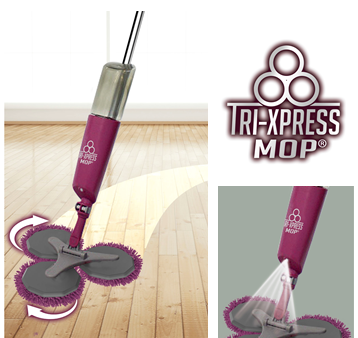 Mopa Triple de microfibra con cabezales rotatorios pulverizadores y brazo extensíble