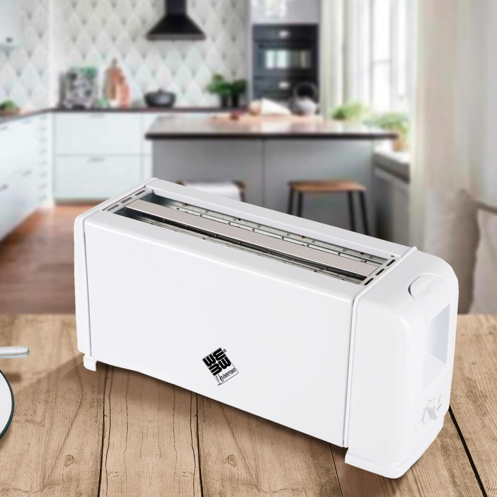 Tostador eléctrico 4 rebanadas 6 nivele de tostado, 1200W cuerpo de acero inoxidable Blanco