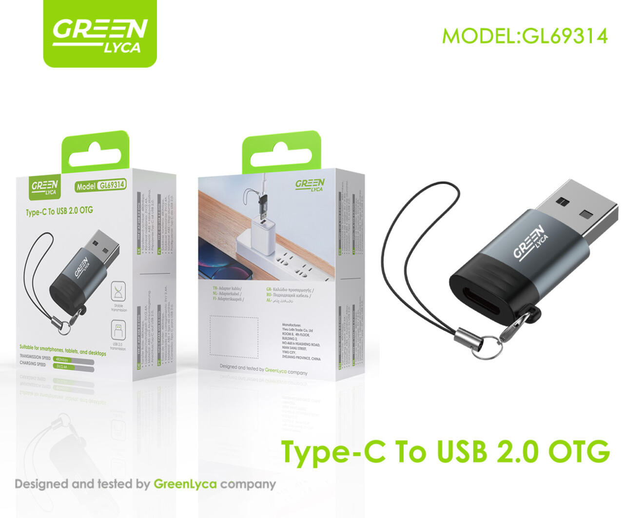Convertidor C-Port a USB 2.0 Green Lyca GL69314