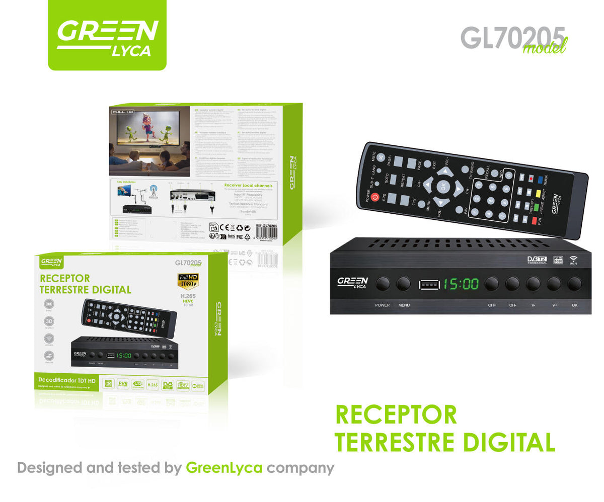 Receptor Terrestre Digital 1080p con PVR, USB, H.265, HDTV