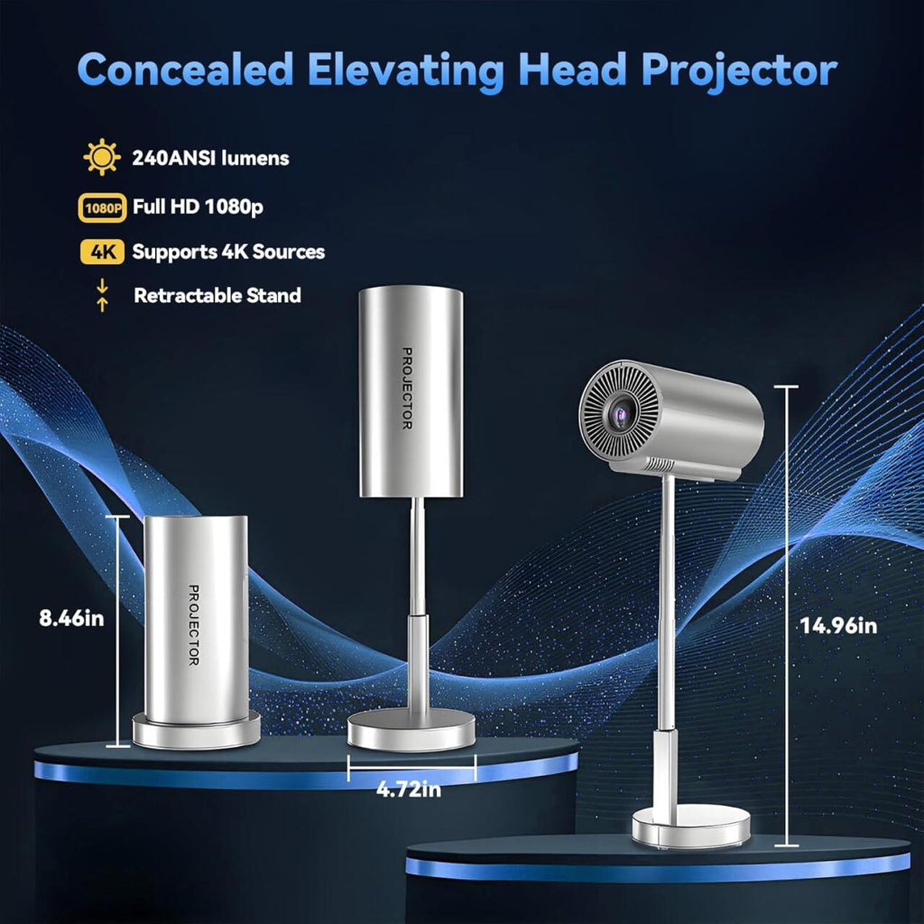 Proyector Inteligente Inalámbrico WiFi + Bluetooth con Cabezal Ajustable 90°