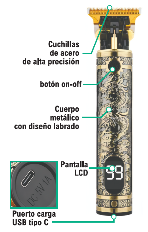 Maquinilla cortapelo con pantalla