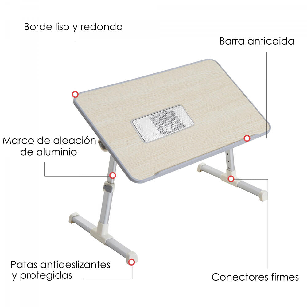 Mesa Plegable para Ordenadores Portatiles con Ventilador Usb Adaptable a Cama & Sofa