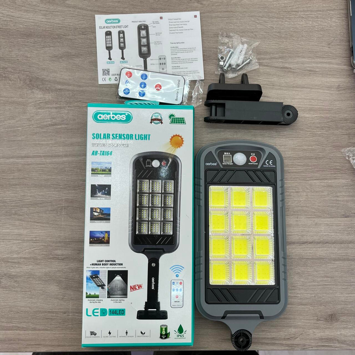 Luz solar para exteriores con sensor de movimiento mcon 3 modos, luz blanca, 144 LED