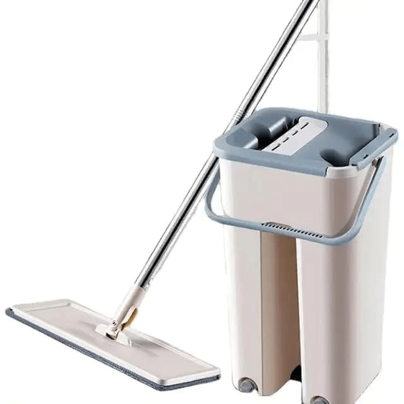 Fregona con cubo autoescurrible con 3 trapos