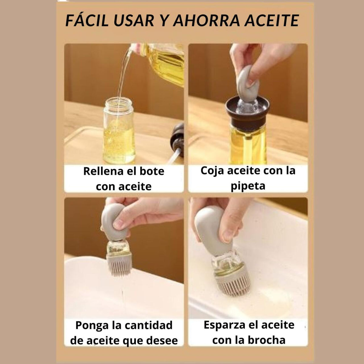 PACK Pulverizador de aceite y Bote aceite con brocha + caja