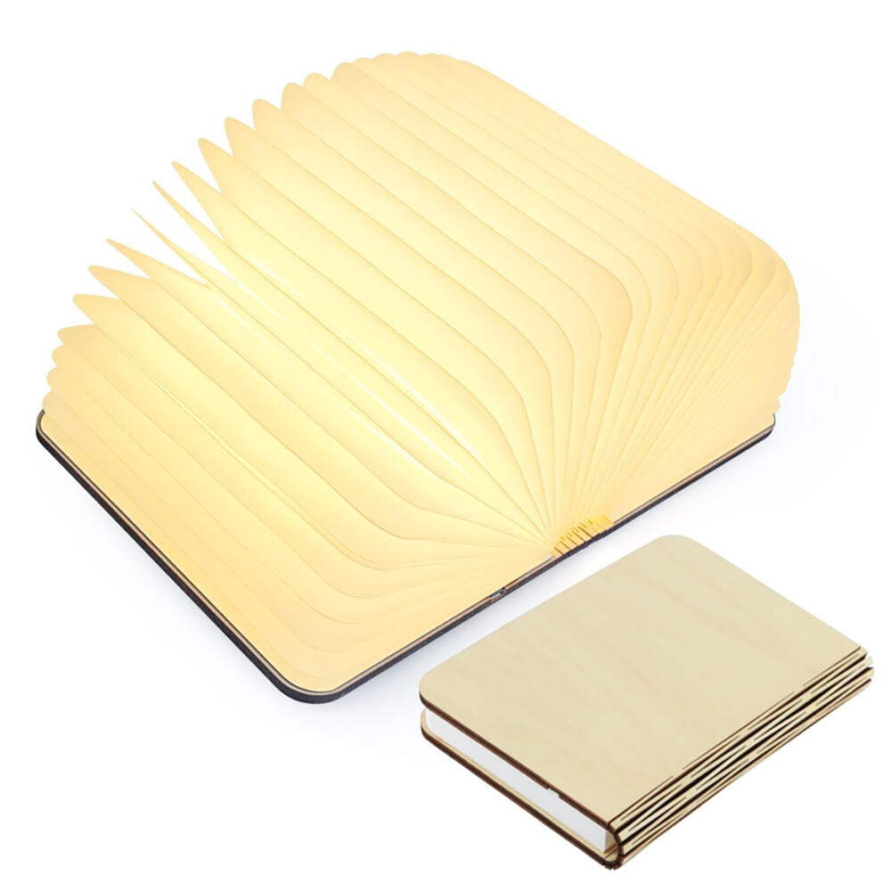Lampara Libro Plegable de Madera Lampara Mesilla de Noche Ideal Decoración Casa y Habitación Regalo Original