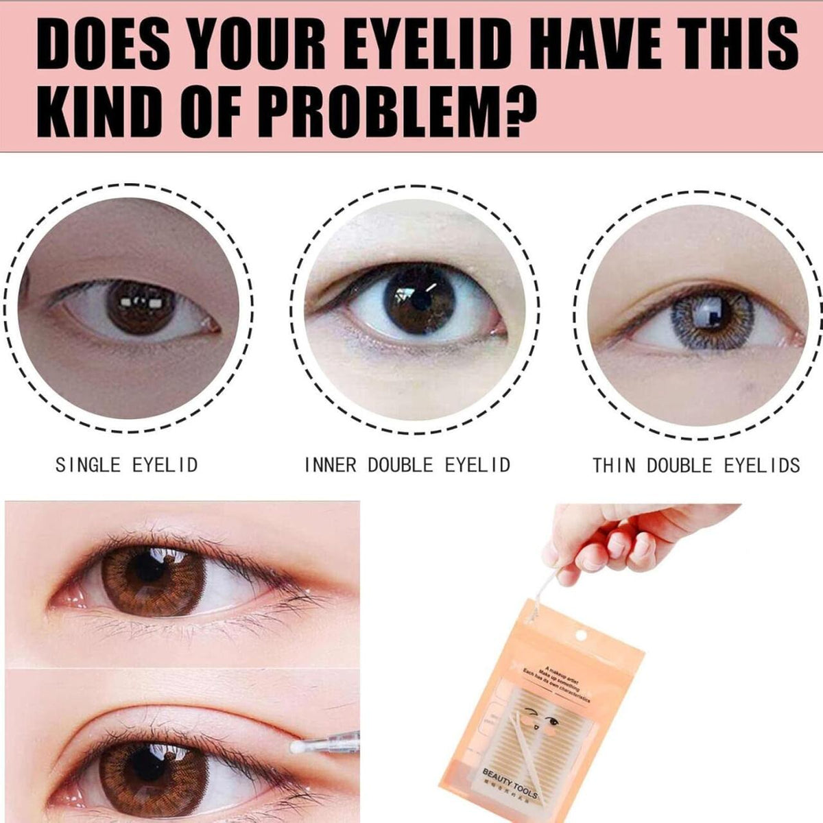 Pegatinas Impermeables de Doble Párpado – Efecto Lifting Instantáneo para Ojos Caídos