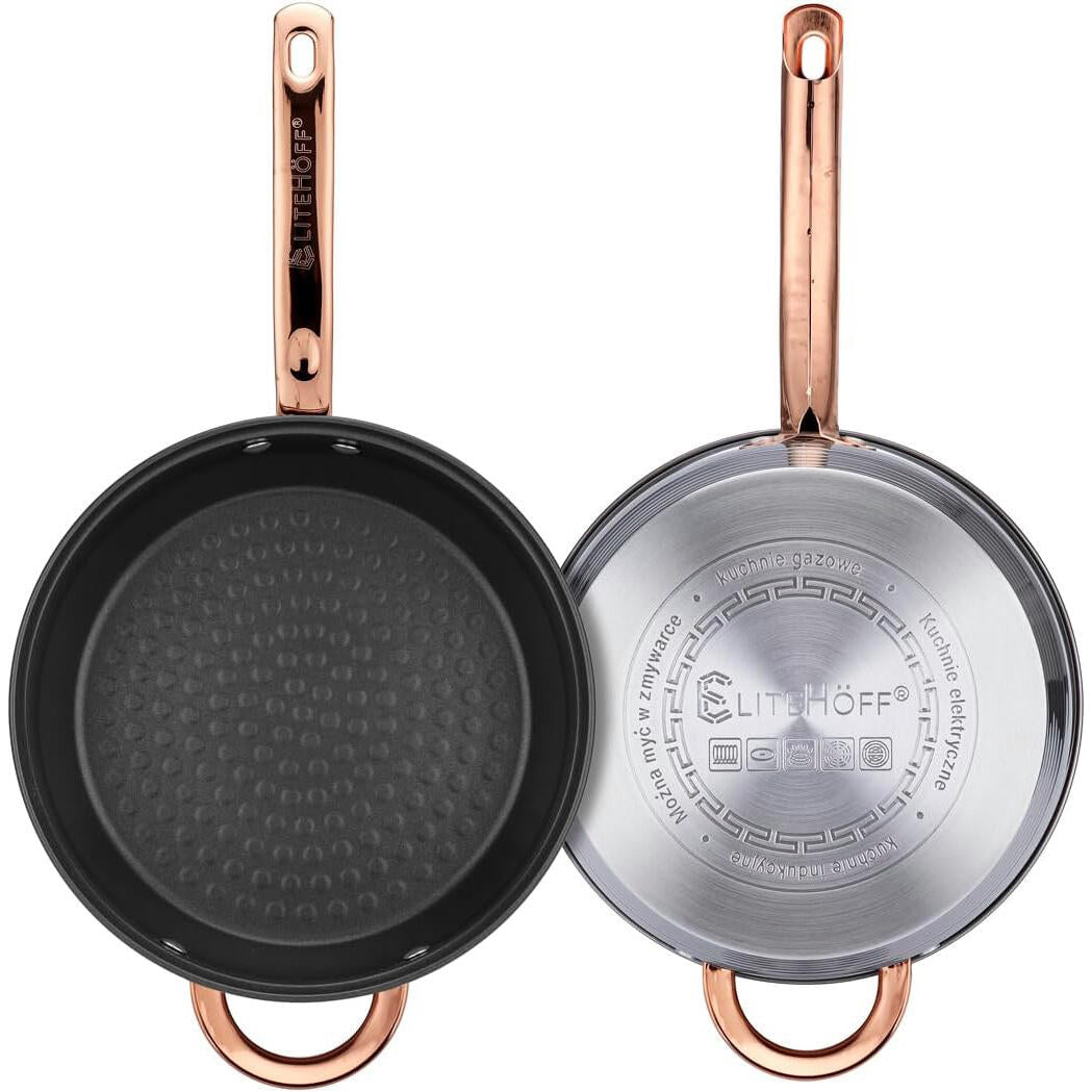 Batería de Cocina 12 Piezas, Juego de ollas en Acero Inoxidable con Tapas Apta para Todo Tipo de Cocinas Incluyendo Inducción