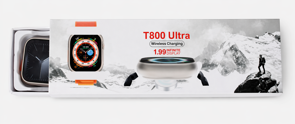 Smartwatch T800 Ultra con Pantalla 1.99" y Carga Inalámbrica