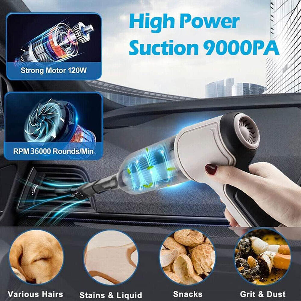 Aspirador de Mano Inalámbrico 4 en 1 con Soplador y Compresor, USB, para Hogar y Coche