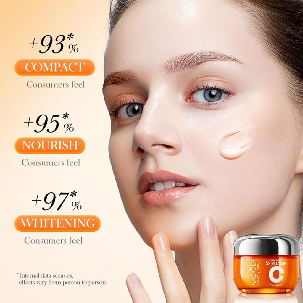 Crema Facial Blanqueadora Iluminadora 5 en 1 con Vitamina C Activa + Niacinamida – Piel Radiante en Cada Aplicación