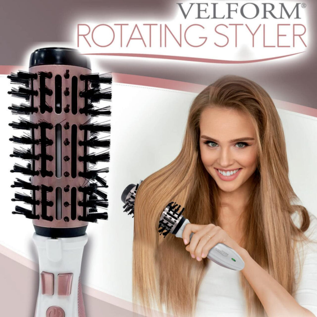 Cepillo giratorio recargable para alisar, dar volumen y brillo al cabello