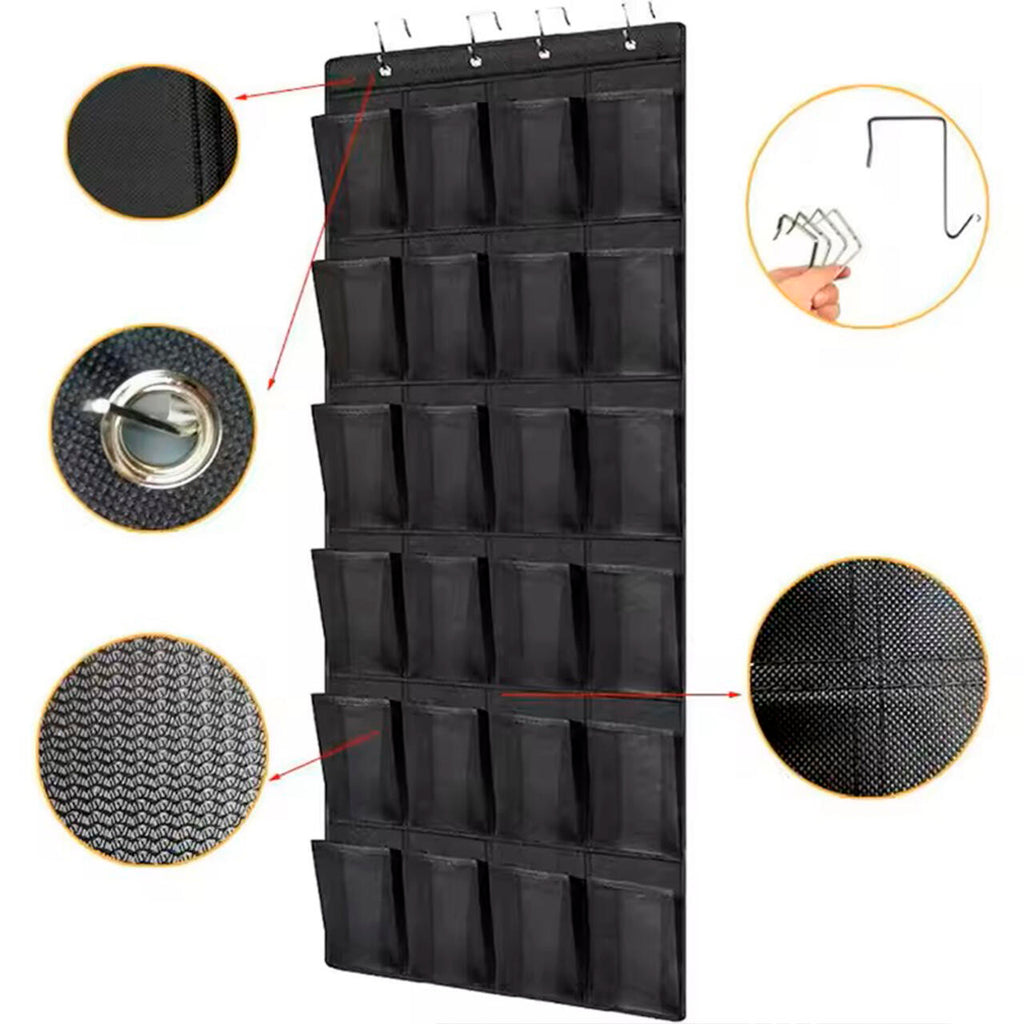 Organizador De Zapatos Y Otras Complementos, Colgante Sobre La Puerta 20 Bolsillos Color Negro