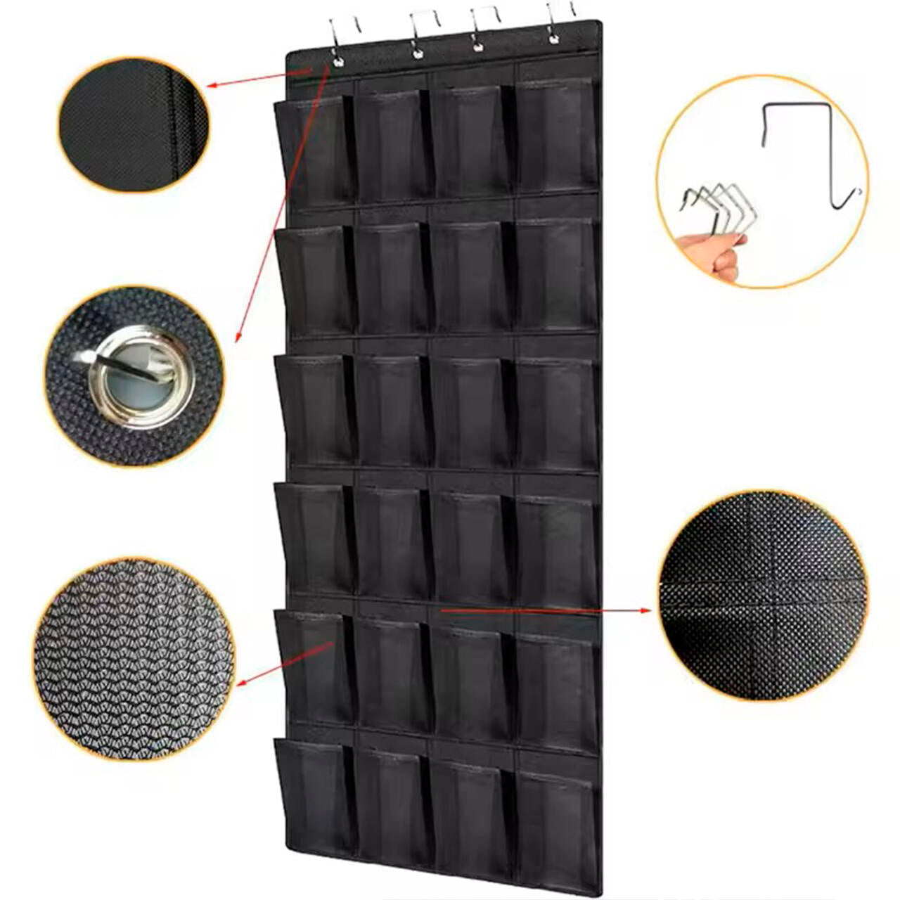 Organizador De Zapatos Y Otras Complementos, Colgante Sobre La Puerta 20 Bolsillos Color Negro