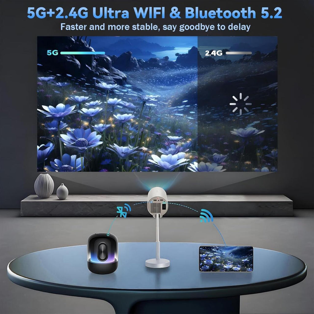 Proyector Inteligente Inalámbrico WiFi + Bluetooth con Cabezal Ajustable 90°
