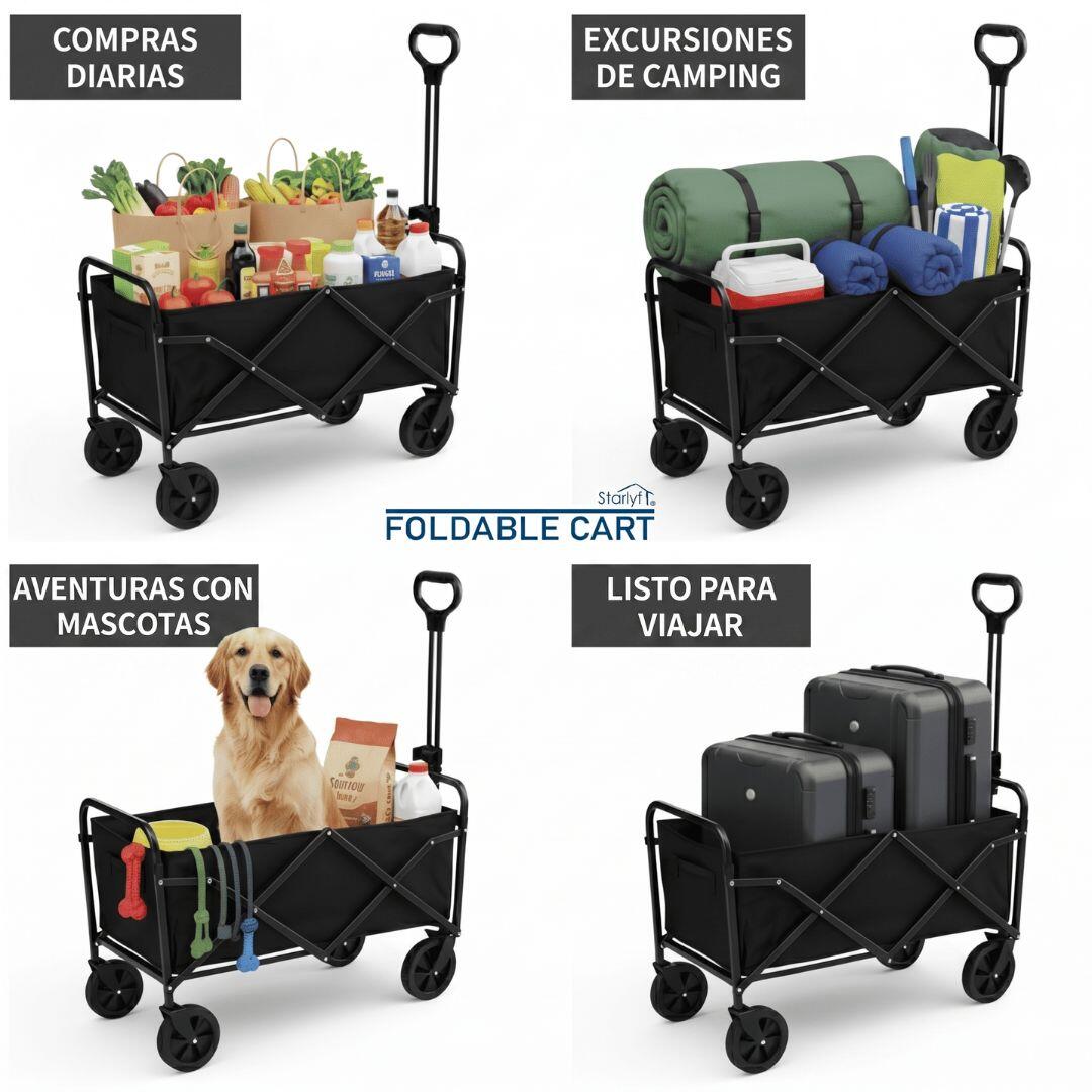 Carro de transporte plegable para playa y camping