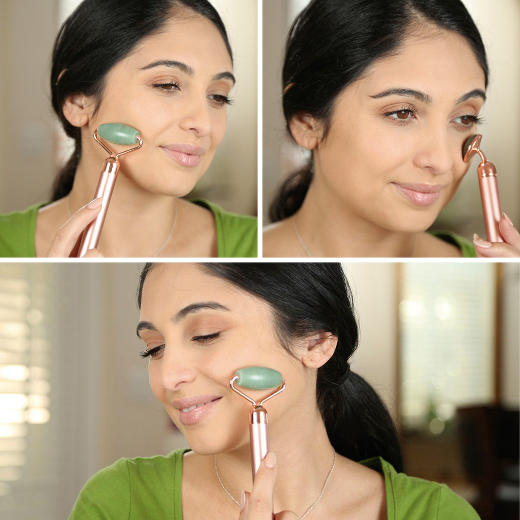 Rodillo modelador facial de Jade con función de vibración