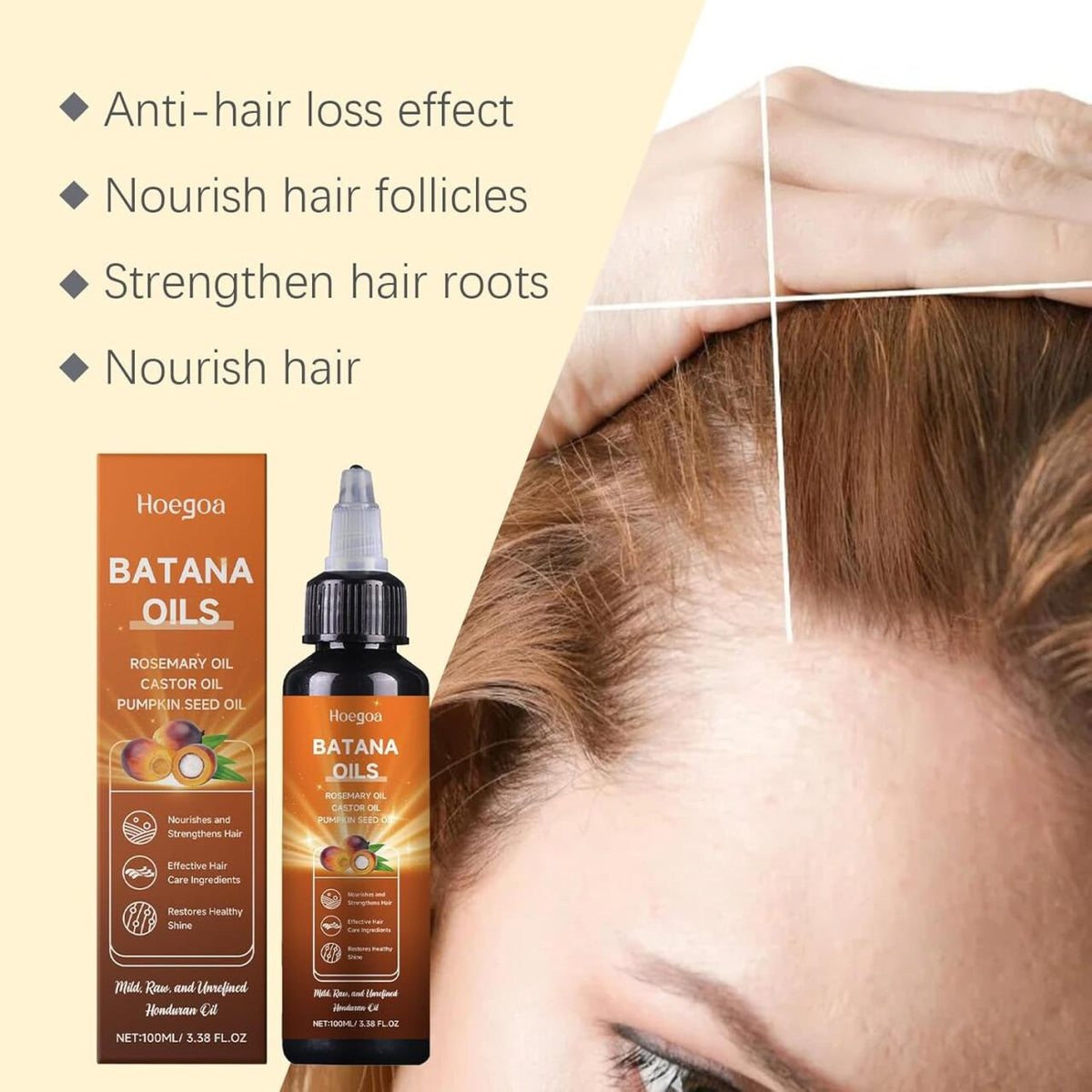HOEGOA Aceite de Batana 100ml — Crecimiento Capilar Natural y Reparación Profunda