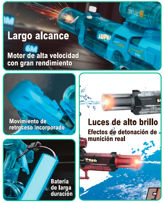 Pistola de agua con batería
