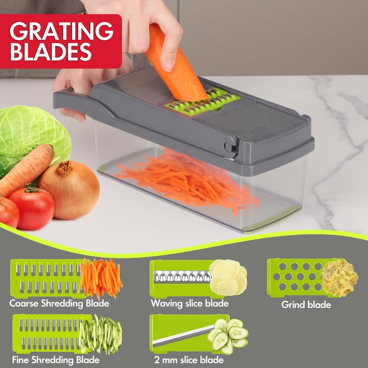 Picador de verduras, cortador profesional de mandolina 14 en 1