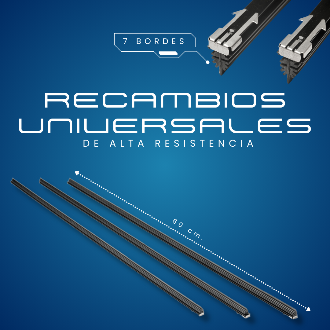 Recambios Universales de Limpiaparabrisas con Tecnología de 7 Bordes.