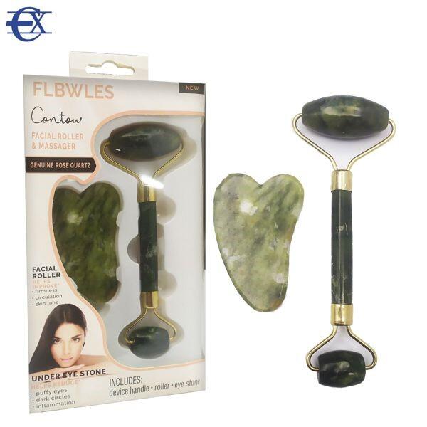 Masajeador Facial. Rodillo de Jade y Piedra Gua Sha