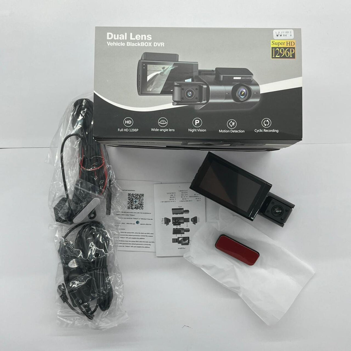 Lente Dual Blackbox DVR para Vehículo 1296p con Pantalla LCD 3” LTPS – Seguridad Avanzada en la Carretera