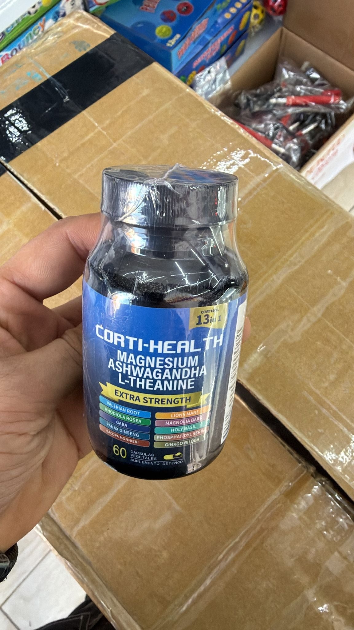 Suplemento Antiestrés Cortisol Balance MARCA GENERICA – Magnesio Glicinato + L-Teanina + Ashwagandha 60 Cápsulas