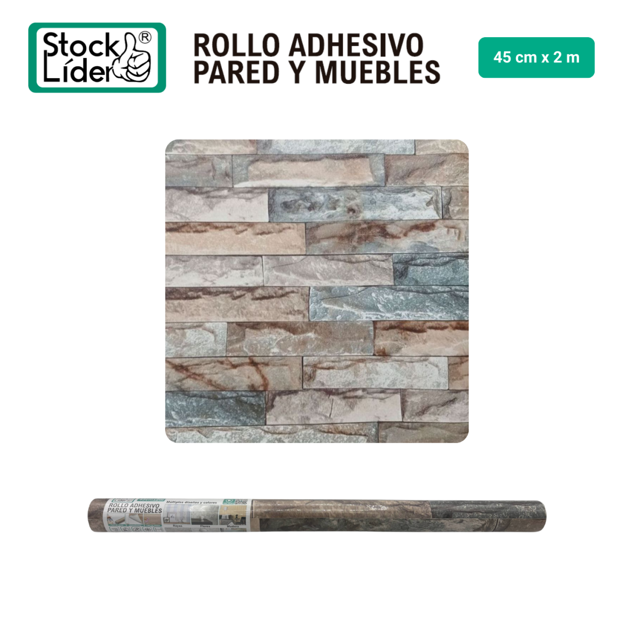 Rollo adhesivo pared y muebles 45cm x 2m
